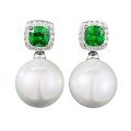 wholesale S925 Sterling Silver New Simulated Emerald Shell Pearl Ear Studs Earrings, Small and Exquisite Style for Women-0-4