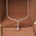 wholesale S925 Silver New Drop-shaped One-carat Pink Diamond Necklace Imported High-carbon Diamond Pendant Simple-0-2
