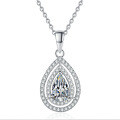 S925 Silver Cross Cultured Emerald Moissanite Ruby Sapphire Necklace Wholesale-0-3