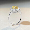 wholesale 925 Sterling Silver Women's Ice Cut Yellow Diamond Ring European and American Cross-Border Wholesale Flower Yellow Diamond Four-Prong Ring-0-3