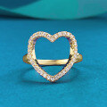 wholesale Silver 25 Gold-Plated Openwork Heart Ring with Surrounding Accents, Petite and Elegant, for Live Streaming and Cross-Border Xiaohongshu-0-0