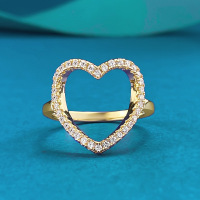 wholesale Silver 25 Gold-Plated Openwork Heart Ring with Surrounding Accents, Petite and Elegant, for Live Streaming and Cross-Border Xiaohongshu-R1462 Gold Heart No. 9