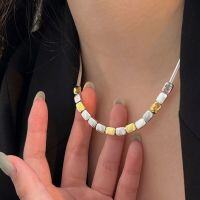 wholesale S925 Sterling Silver Minimalist Square Pendant Necklace for Women, Small Batch Fashion, Heavy Duty Snake Chain, Japanese and Korean Style New Arrival, High-End Aesthetic-Sterling silver