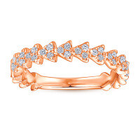 wholesale S925 Sterling Silver European and American Cross-Border Minimalist Triangle Row Ring Single Row Diamond Ring for Women, Small Niche High-End Luxury Index Finger Ring-Rose Gold US Size 9#