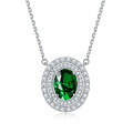 wholesale 925 sterling silver cross-border women's emerald collarbone chain oval-colored gemstone zircon European and American necklace niche ins wholesale-0-9