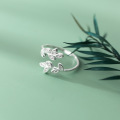 wholesale S925 Silver Nalan Women's Mori Sweet Diamond-Inlaid Leaf Ring Wholesale Adjustable Leaf Index Finger Ring J1058-0-1