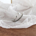 wholesale S925 Sterling Silver AR776 Korean Version Silver Ring Set, Vintage Antique Finish, Beaded Surface, Twist Rope and Wave Pattern Ring for Women-0-2