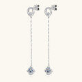 wholesale S925 Sterling Silver Japanese Korean Style Trendy Chain Moissanite Earrings, Unique Niche High-End Sense Ear Studs for Women Wholesale-0-1