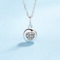 wholesale S925 Sterling Silver Moissanite Necklace for Women, Fully Enclosed Heart Pendant, Exquisite and Fashionable Niche Jewelry-0-5