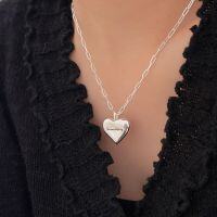 wholesale S925 sterling silver minimalist versatile love heart necklace women Korean spring summer new heart-shaped collarbone chain-Pure silver (45+5CM)