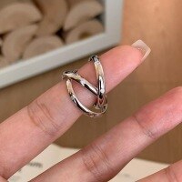 wholesale S925 Sterling Silver Vintage-Inspired Multi-Layer Twisted Triple Ring with Diamond Accent, Minimalist Stackable Index Finger Ring for Gift-Platinum US 6 (Hong Kong 12-13)