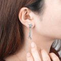 wholesale S925 Sterling Silver Women's Tassel Earrings with Zirconia, Long Drop Bow Studs, Small and Unique Star Earrings for an Advanced Look-0-1
