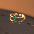 wholesale 925 Sterling Silver Diamond-Inlaid Emerald Green Ring Women's Japanese Retro Minimalist Luxury Fashion Elegant Band J9976-0-0