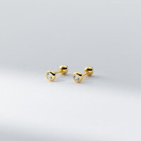 wholesale S925 Sterling Silver Round Bead Threaded Ear Studs Ins Style Minimalist Design Ear Piercing Jewelry M04345-S925 silver pair 3mm gold 925 silver