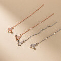 wholesale S925 Sterling Silver Fresh and Sweet iNS-Style Small and Unique Design Diamond-Inlaid Hollow Butterfly Ear Thread M06189-0-3