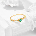 wholesale S925 Silver Plated 14K Gold with Lab-Grown Emerald, Minimalist Niche Luxury Style Ring for Daily Wear-0-2
