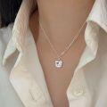 wholesale S925 Sterling Silver Crushed Ice Bear Necklace for Women, New Spring and Summer Collection, Versatile and Niche Collarbone Chain-0-2