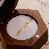 wholesale S925 silver plated with 14k gold, French-style light luxury vintage white zirconia open ring-Open Ring>Size 7