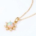 wholesale 10K Gold Plated Sterling Silver New Synthetic Opal Small Sun Geometric Pendant for Women Wholesale-0-4