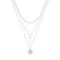 wholesale S925 Sterling Silver Cloud-Pull Jewelry Fashion Three-Layer Stackable Cross Pendant Choker Necklace Direct Factory Wholesale-0-4