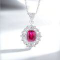 S925 Silver Necklace with Ruby and Cubic Zirconia Pendant-0-0