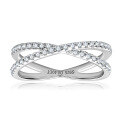 wholesale S925 Sterling Silver Cross Moissanite Ring, Instagram Style Stackable Ring for Women, Fashionable and Elegant Wholesale Jewelry-0-4
