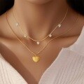 wholesale S925 Gold-plated Antique Brushed Heart Pendant Necklace For Women, Double-sided Inlaid Retro Luxury Choker-0-4