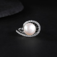 wholesale S925 Sterling Silver Natural Freshwater Pearl Ring, Fashionable and Unique, Elegant and Lightly Luxurious, Set with 10mm Bread-Shaped Pearl Ring-Natural Freshwater Pearl Ring  US Size 7