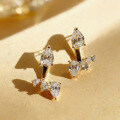 18k Gold-Plated Customizable Two-Way Moissanite Teardrop Stud Earrings-0-0