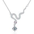 925 Sterling Silver 1ct Moissanite Snake Pendant Necklace, Cross-border New-0-3