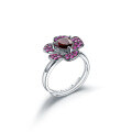 wholesale S925 silver designer gemstone ring adjustable, floral blooming high-end natural amethyst ring-0-7