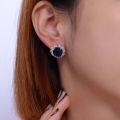 wholesale 925 Silver New Lab-Created Sapphire 10*12mm Oval Earrings with Full Diamond Halo Ear Studs-0-3