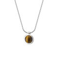 wholesale S925 Sterling Silver Matte Black Onyx Tiger's Eye Round Pendant Necklace Gray Agate Collarbone Chain Unisex-0-4