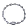 wholesale New 925 Silver Hip-Hop Cuban Full Diamond Bracelet Couple Set, Niche Design Fashionable Euro-American Style-0-4