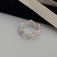 wholesale 925 Sterling Silver Openwork Lace Floral Ring Sweet Niche Design High-end Retro Ins Style Stackable Ring-Vine wire ring Adjustable opening