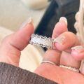 wholesale S925 Sterling Silver French Lace Filigree Ring, Vintage Luxury, Openwork Engraved Adjustable Ring-0-5