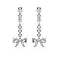 wholesale S925 Sterling Silver Korean and Japanese Light Luxury Earrings for Women, Tassel, Minimalist Chain, Bow Pendant, High-End Silver Earrings-0-5