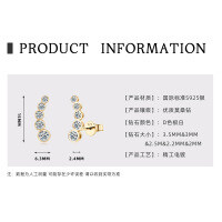 925 Sterling Silver Moissanite Women's Long Bar Earrings, Trendy Wholesale Accessories.-Interlocking Rings: K Gold  925 Silver