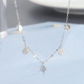 wholesale S925 silver and diamond-encrusted round disc sequin necklace for women, minimalist and chic with a small designer touch, ins-inspired elegant collarbone chain-0-3