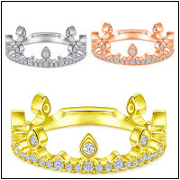 wholesale S925 Silver SKA Cross-Border E-commerce eBay Best-Selling Princess Crown Ring for Women Inlaid with Zircon Jewelry Wholesale-Rose Gold US Size 7#