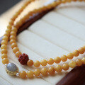 wholesale 925 silver with natural beeswax yellow antique amber 6mm multi-strand bracelet and necklace convertible, set with amber-0-3