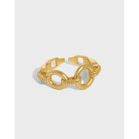 wholesale S925 Sterling Silver 002 Korean Version Ins Small and Unique Design Minimalist Style Versatile Chain Texture Open Ring for Women-Platinum [No. 14/Adjustable]>Opening adjustable