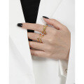 wholesale S925 sterling silver Korean version ins niche design minimalist versatile personality double-layer irregular open ring for women-0-3