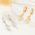 wholesale S925 sterling silver with zirconia inlaid snake-shaped hoop ear cuff, a stylish, simple, sweet yet edgy, versatile animal-inspired serpent earring-0-1