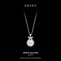 Sterling Silver Gilded Sweet Bird Nest Necklace with Pink Teardrop Crystal Zircon Vine Chain-0-4