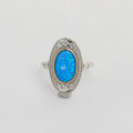 wholesale S925 silver jewelry manufacturer wholesale French design retro British style synthetic opal ring-0-0