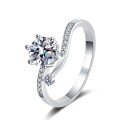 wholesale PT950 platinum-plated S925 silver six-prong ring with moissanite for women, direct from manufacturer for wedding rings-0-4