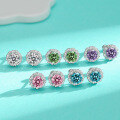 wholesale S925 sterling silver cross-border wholesale colorful moissanite earrings, fashionable and versatile high-end Elsa princess screw earrings for women-0-2