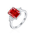 wholesale 925 Sterling Silver Flame Ice Flower Cut Heart-Shaped Square Zircon Ring for Women, High-End Sense Luxury 8*11 Color Gem High Carbon Zircon Women's Ring-0-4