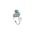 wholesale S925 sterling silver Korean-style new simple and fresh women's ring with shell pearl and butterfly open design-0-4